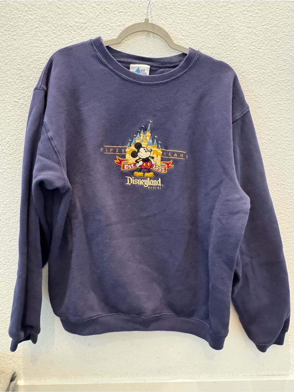 VIntage Disneyland 50th Anniversary crewneck sweatshirt w/ embroidered Mickey